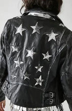 Load image into Gallery viewer, CHRISTY RF BLACK/ SILVER LEATHER JACKET
